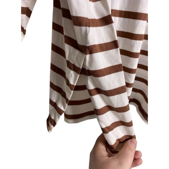 Maurices Size 2 / 2X Mariner Stripe Knit Top Brown White Preppy Nautical Shirt - Picture 7 of 8